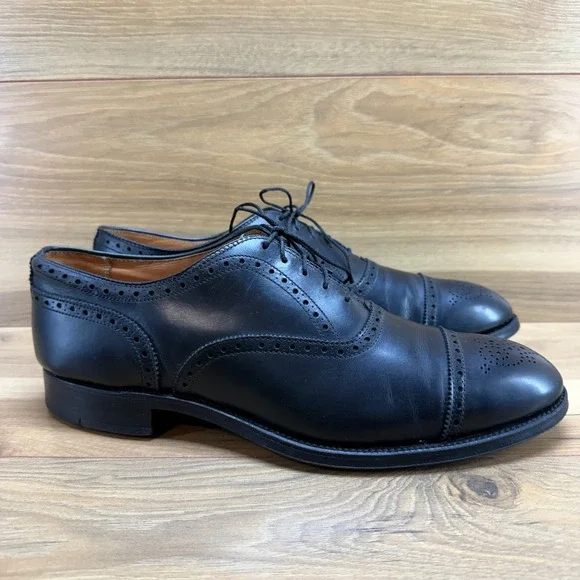 Alden Medallion Cap Toe Mens 11 A/C Black Leather Dress Shoes 909